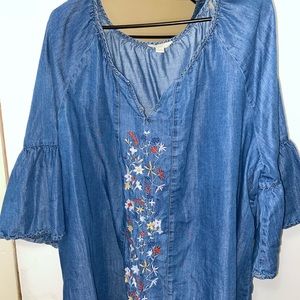 Jean Shirt with Flowers